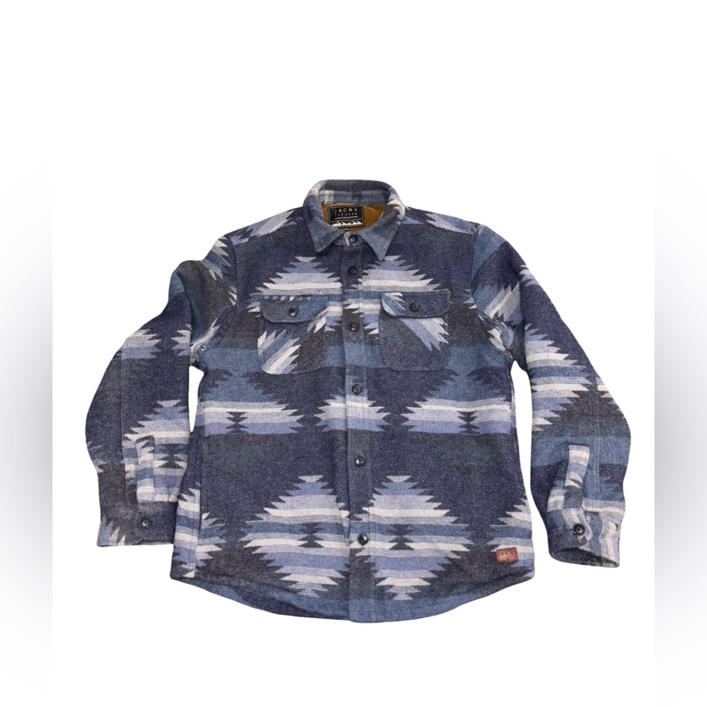 Jachs New York Aztec Western Shirt Jacket Blue Size L Button Front